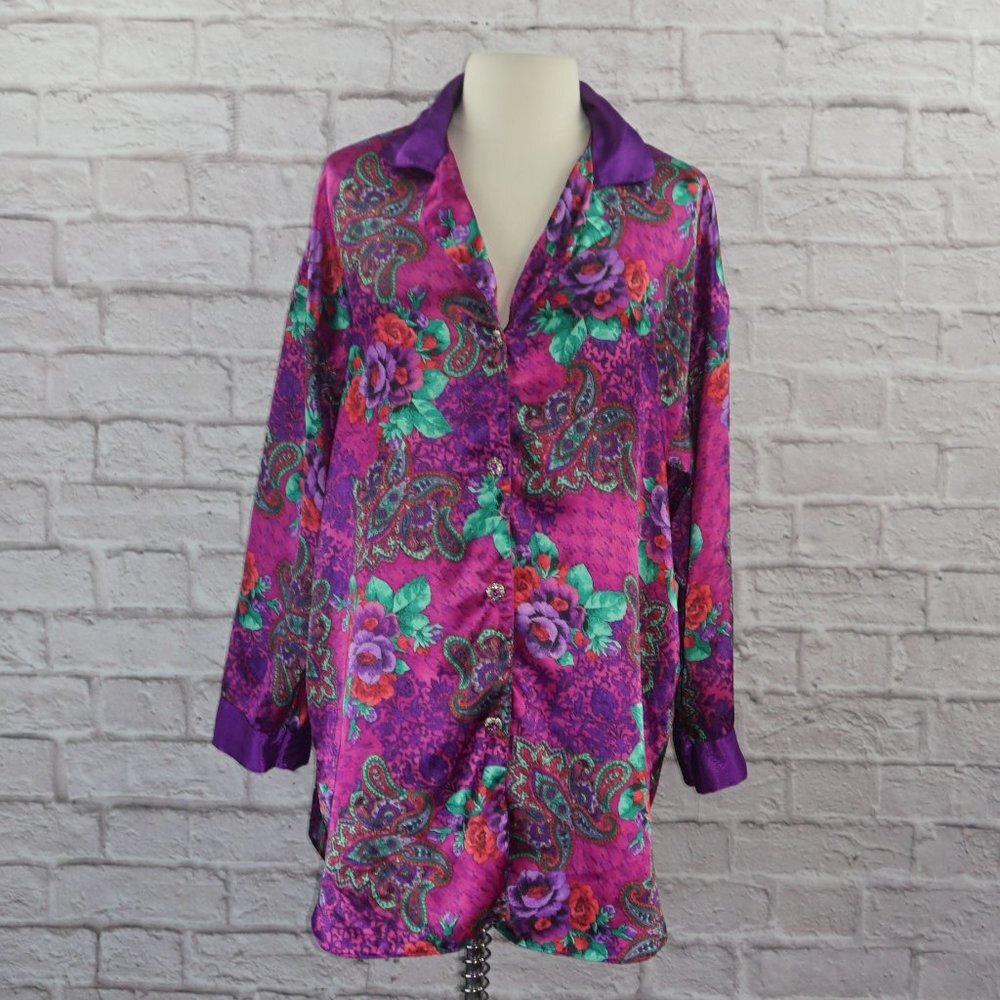 Vintage 80s Victorias Secret Floral Night Shirt